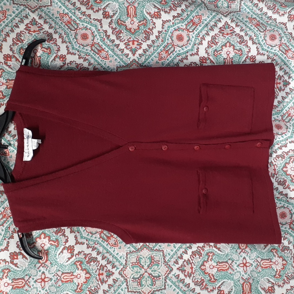 Vintage Norton McNaughton Maroon Button Up Vest, Size S